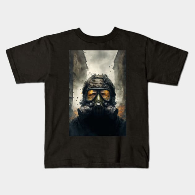Man In Gas Mask Kids T-Shirt by TortillaChief